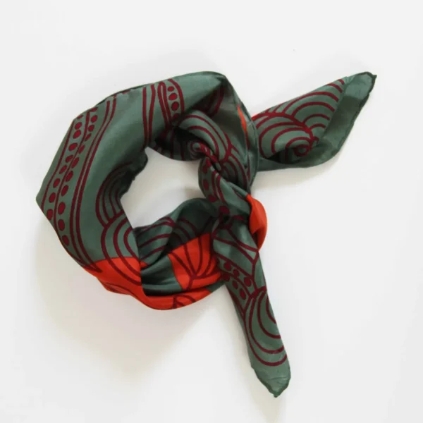 Foulard soie/ Fleurs orange – Image 2