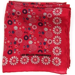 Foulard soie/ Fleurs Rouge