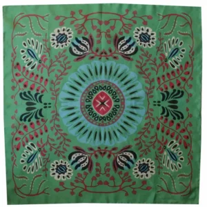 Foulard soie/ Paon vert