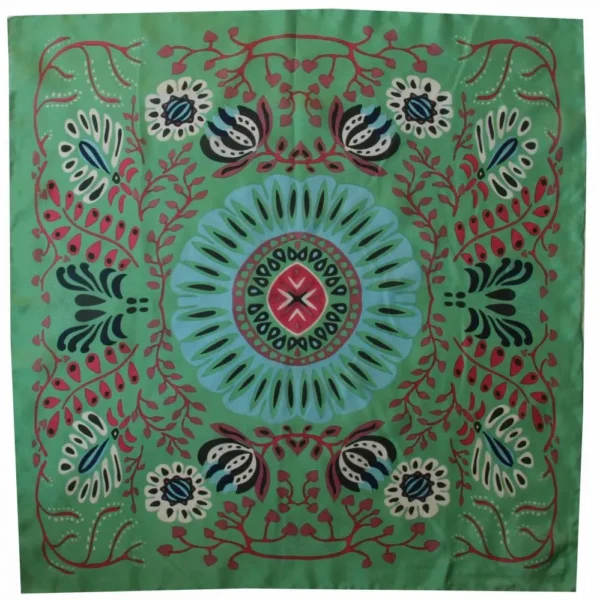 Foulard soie/ Paon vert