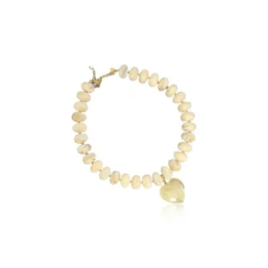 Collier perles coeur/ Ivoire