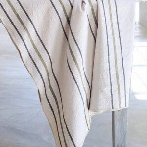 Nappe coton rayée/ Kaki