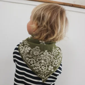 Foulard coton/ Kaki fleuris